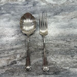 Vintage WM Rogers “Yale” Silverplate Berry  Spoon and Cold Meat Folk Antique